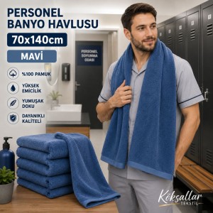 Personel Banyo Havlusu 70x140cm Mavi